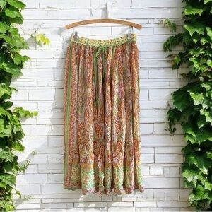 Boho chic bohemian Floral Paisley flowy Maxi Skirt M